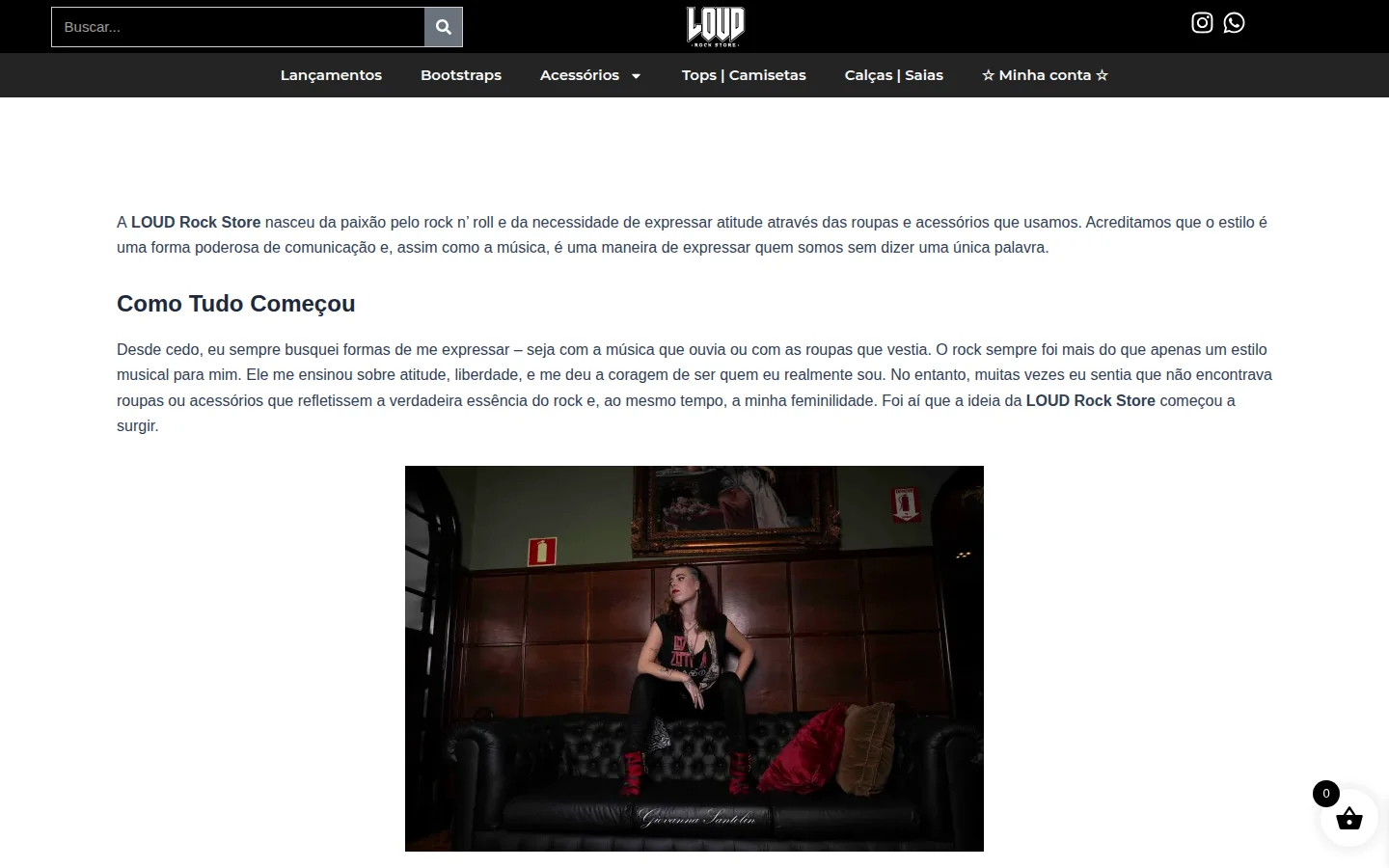 Página sobre a história da LOUD Rock Store
