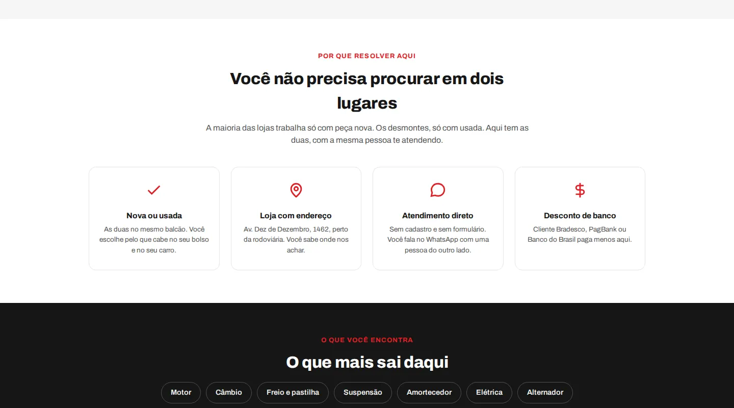 Seção Você não precisa procurar em dois lugares da Via Expressa, com os quatro diferenciais da loja